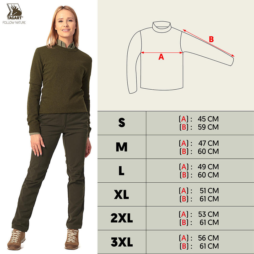 Sweter myśliwski damski Tagart Oslo Lady Green 100% wełna Merino