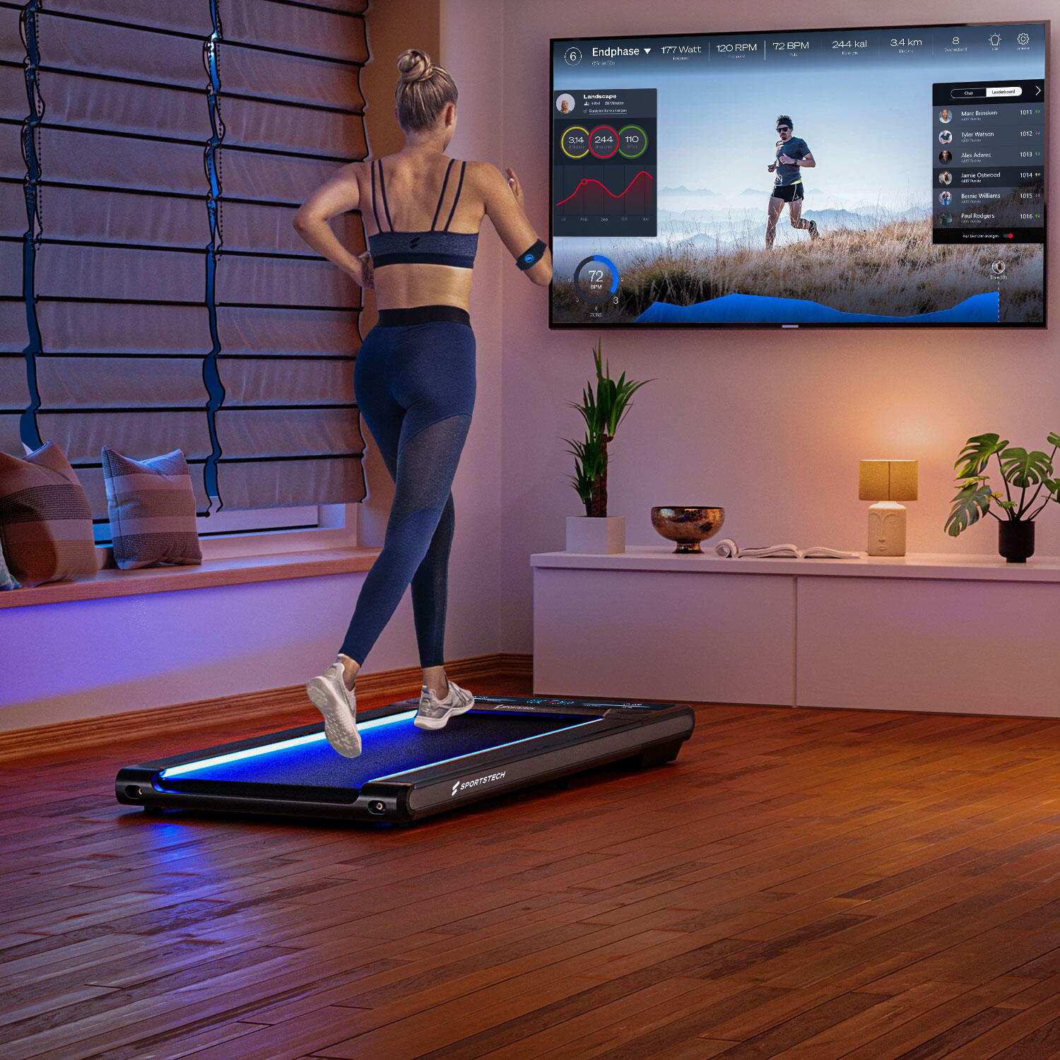 Sportstech Laufband sWalk | LED-Feedback | 1-8 km/h Geschwindigkeit 6/8