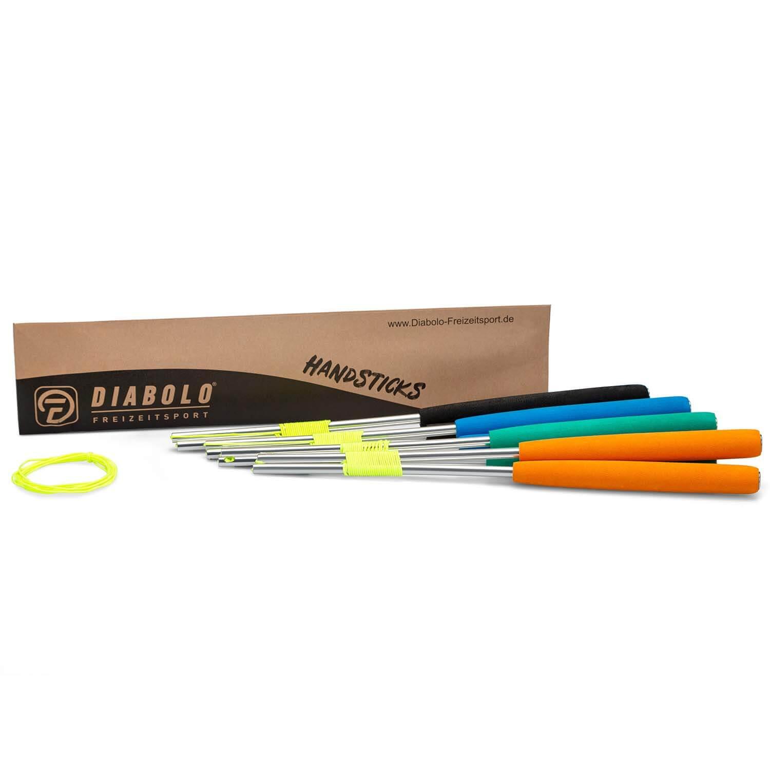 Diabolo Alu-Handstäbe 32cm (blau) mit Moosgummi-Griffen, Ersatzschnur (160cm) 5/5