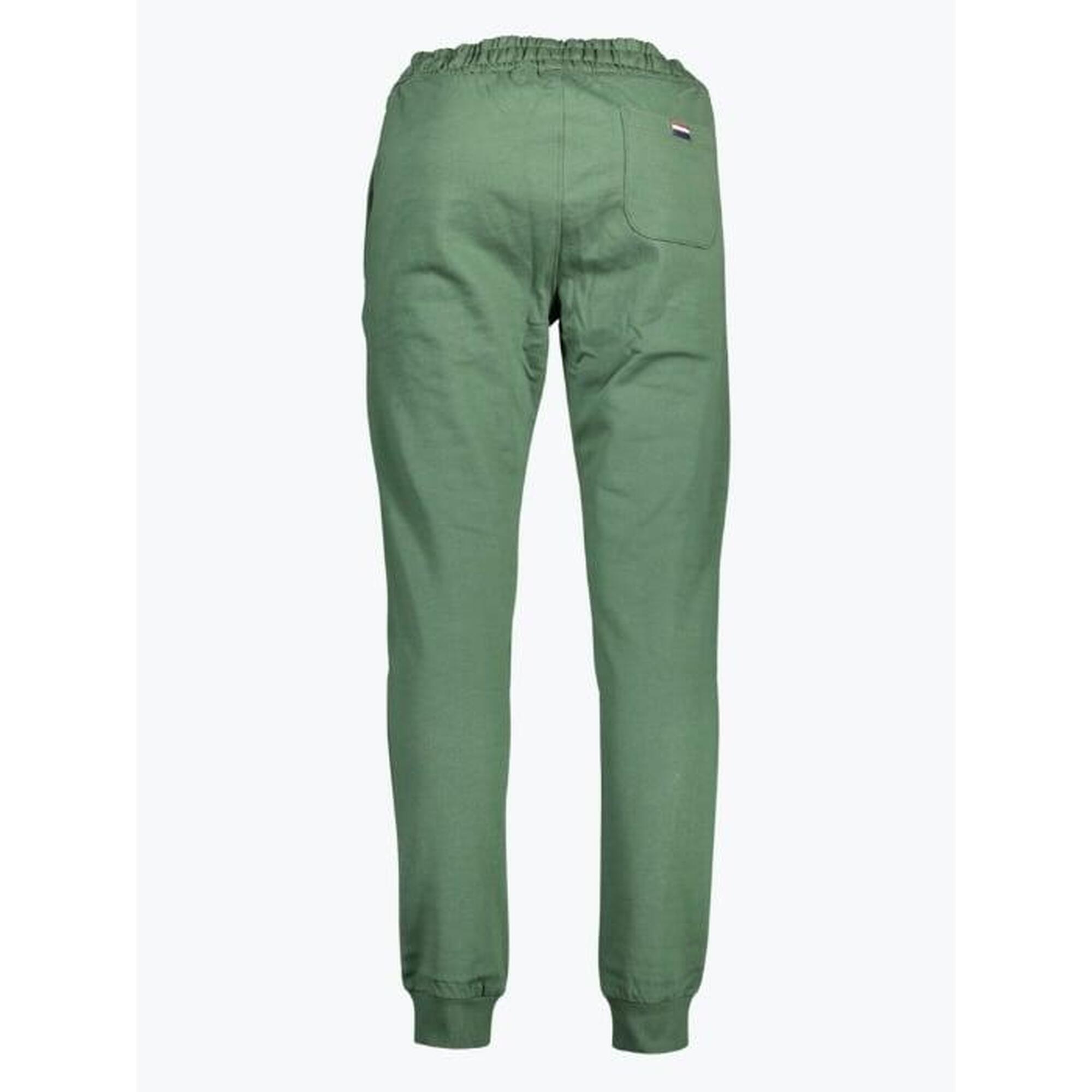 Pantaloni sport barbati cu talie elasitica din bumbac cu logo brodat verde