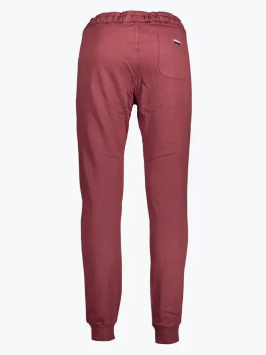 Pantaloni sport barbati cu talie elasitica din bumbac cu logo brodat visiniu 2/2