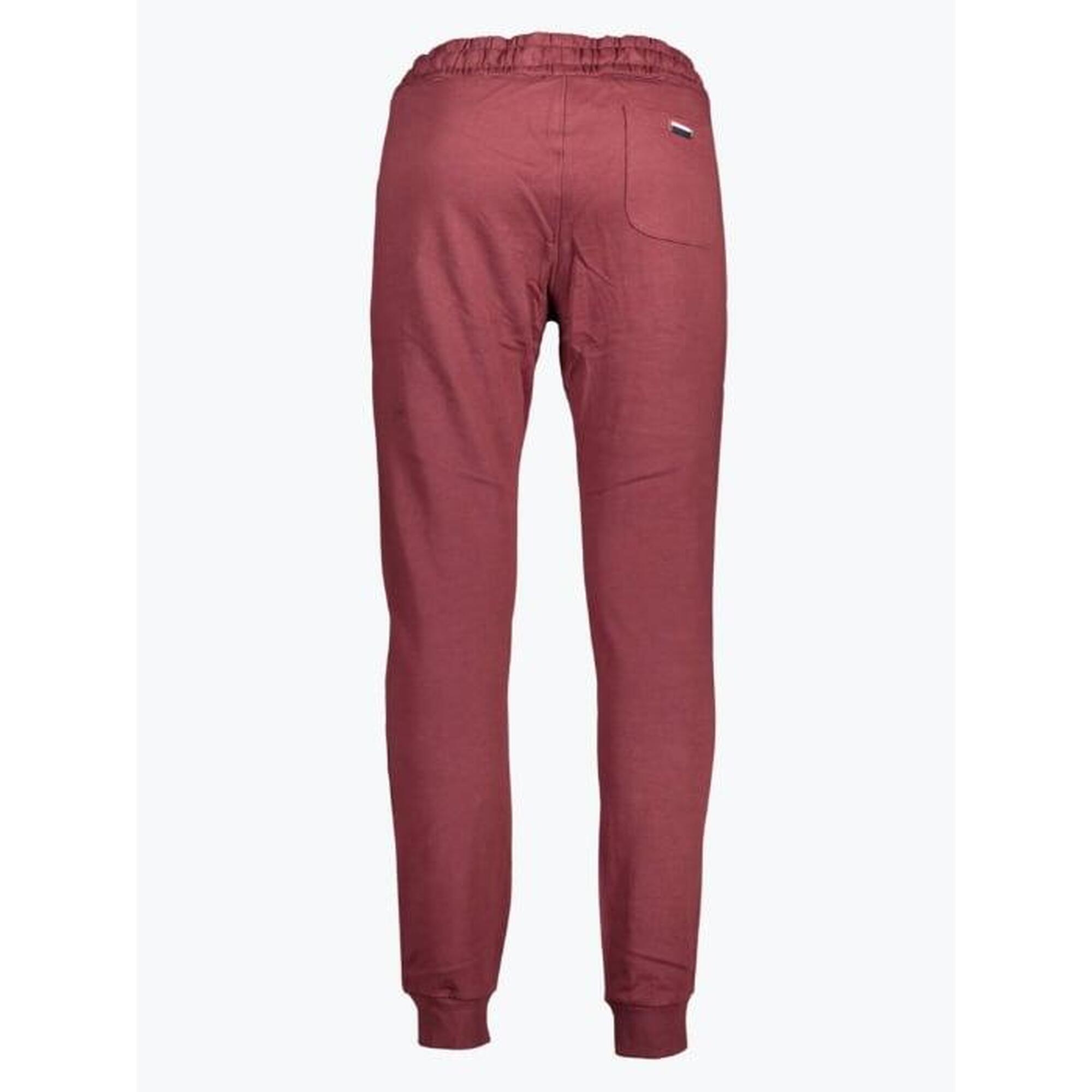 Pantaloni sport barbati cu talie elasitica din bumbac cu logo brodat visiniu