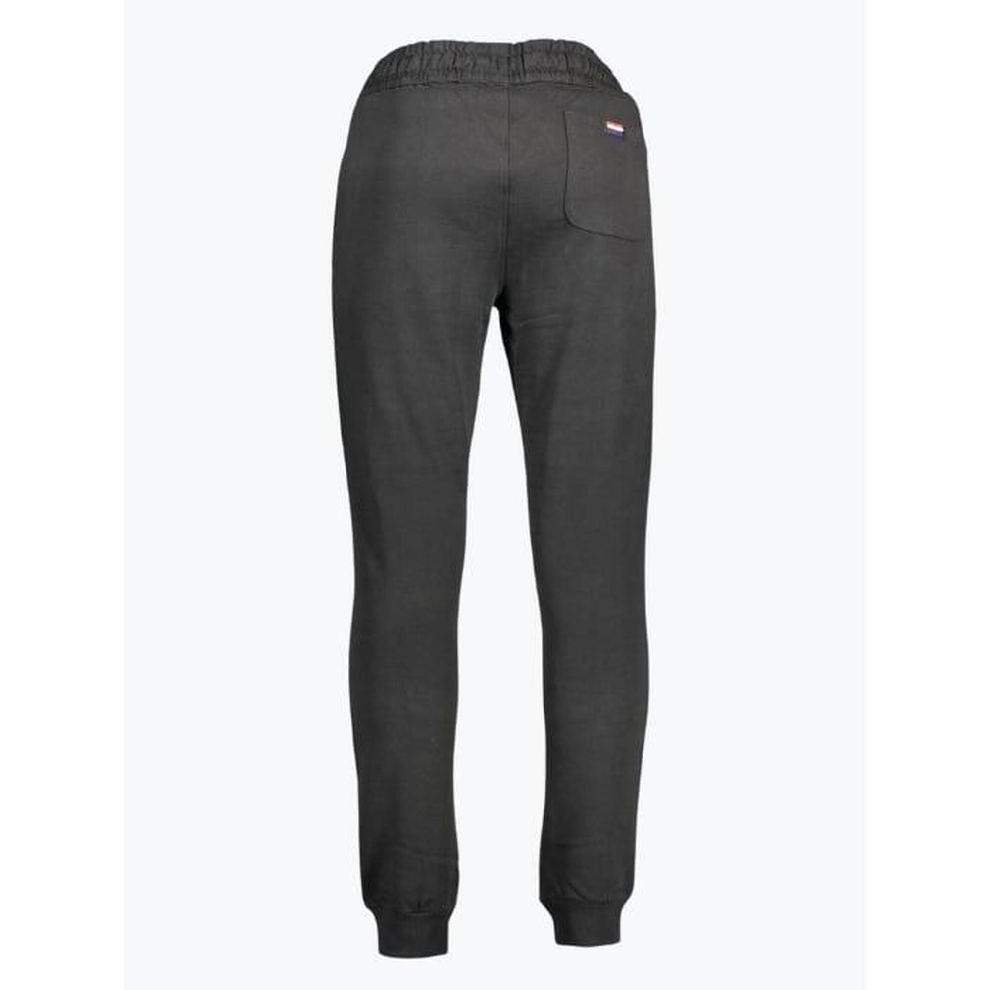 Pantaloni sport barbati cu talie elasitica din bumbac cu logo brodat negru