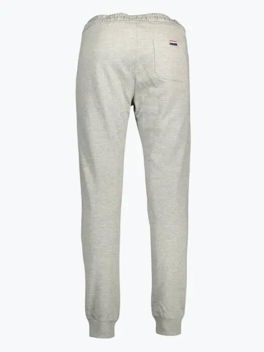 Pantaloni sport barbati cu talie elasitica din bumbac cu logo brodat gri 2/2
