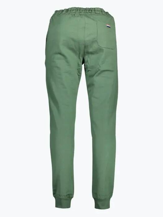 Pantaloni sport barbati cu talie elasitica din bumbac cu logo brodat verde 2/2