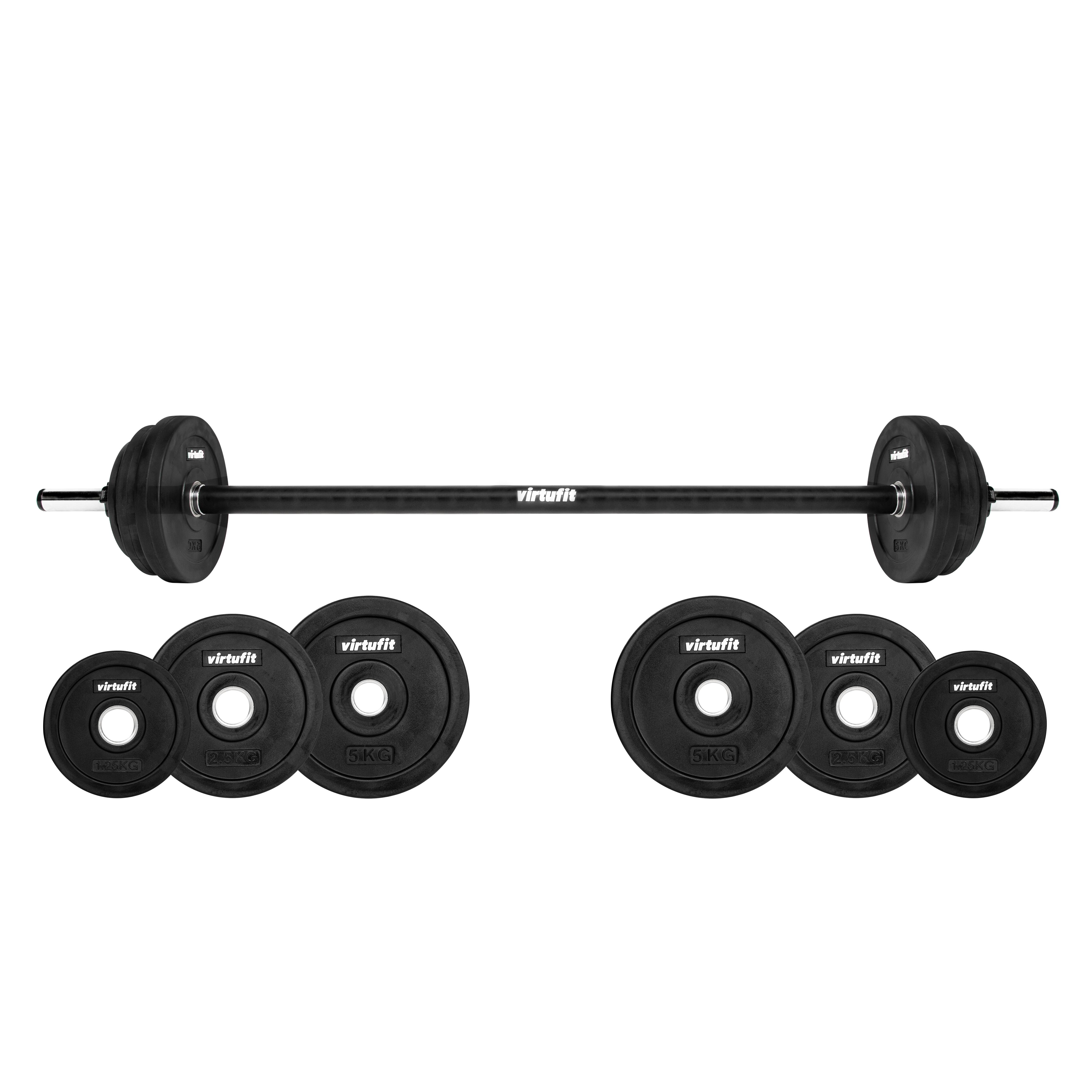 VirtuFit Kit Haltères Caoutchouc 20 Kg – Disques Fonte Revêtus, Multicolore, Pour Maison Ou Salle
