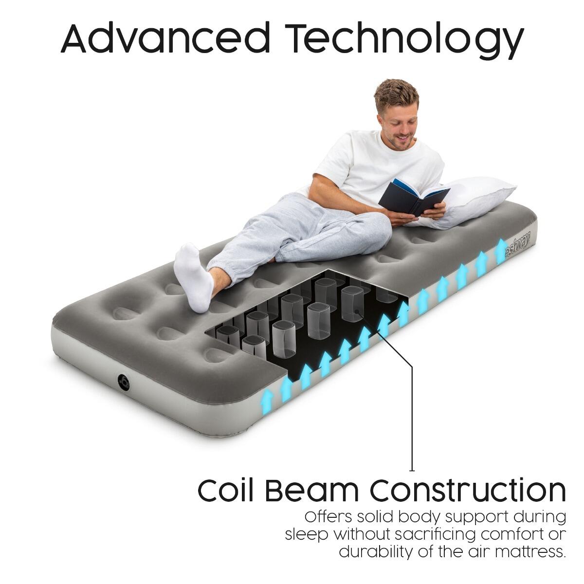 Bestway Camping Single Airbed with Electric Pump Portable Inflatable Mattress BESTWAY Decathlon