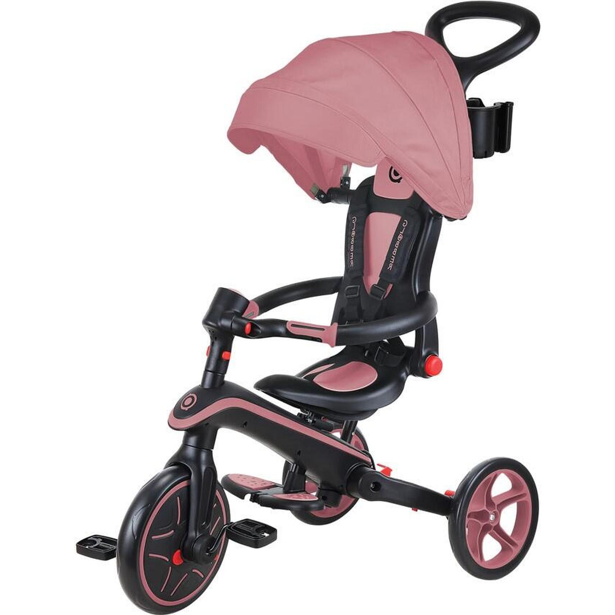 Tricycle EXPLORER 4-en-1 Évolutif & Pliable - Rose pastel