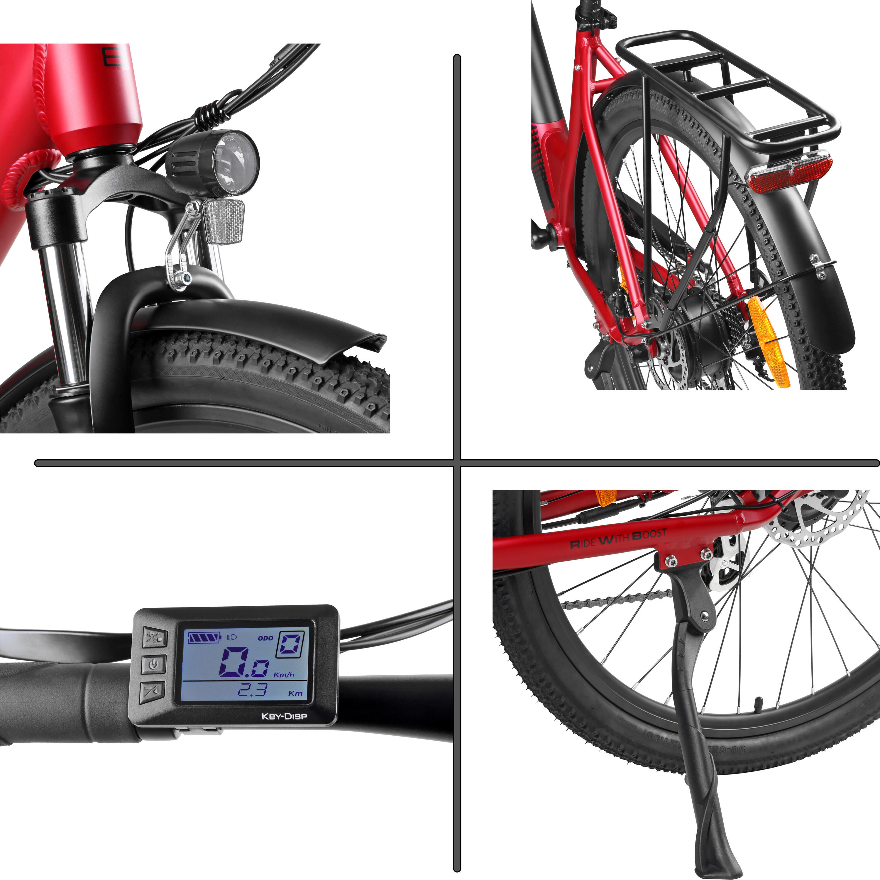 E-Bike Trekking & City 28 Zoll 90 km Reichweite, 36V Akku, 250W Motor, 7-Gang 6/9