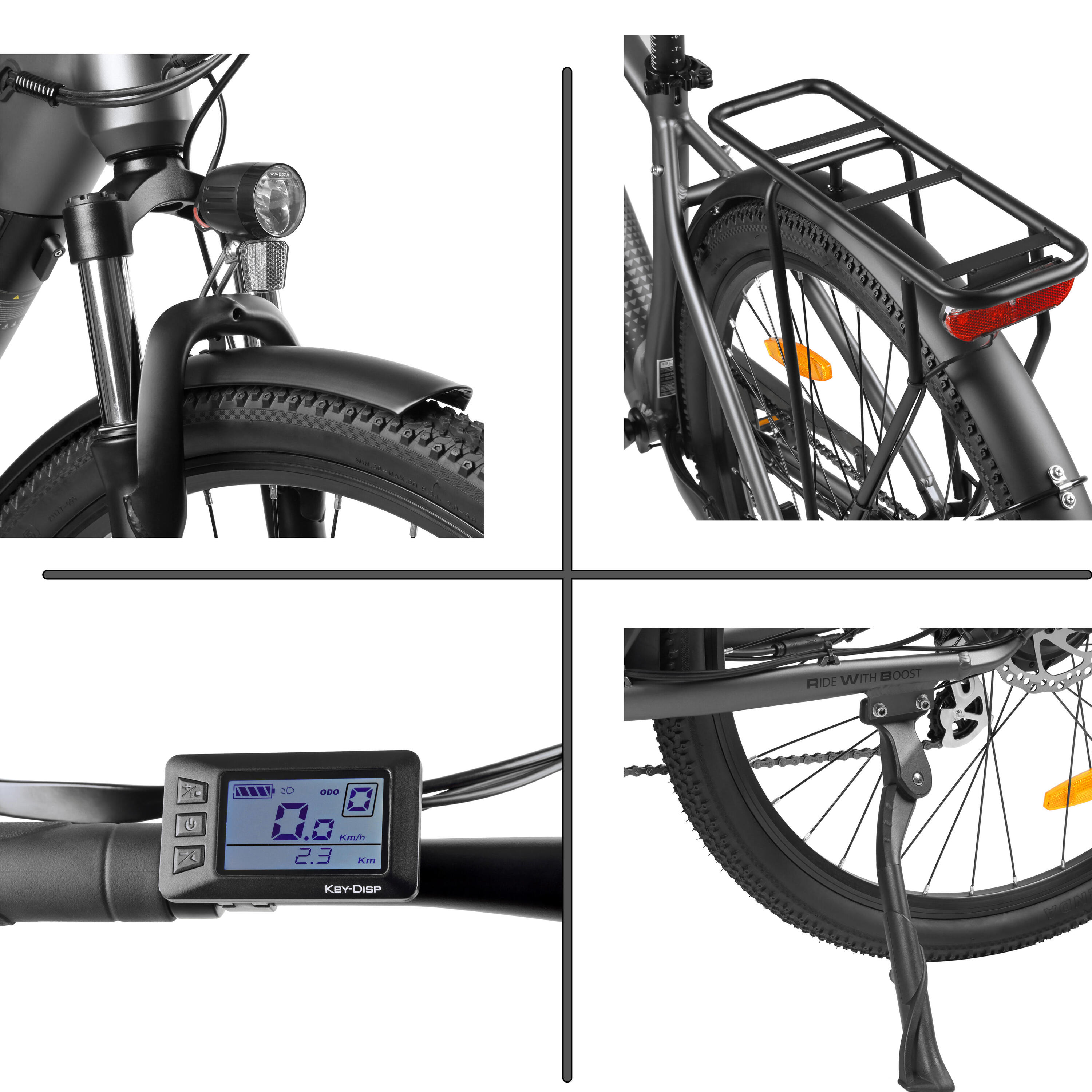 E-Bike Trekking & City 28 Zoll 90 km Reichweite, 36V Akku, 250W Motor, 7-Gang 4/8