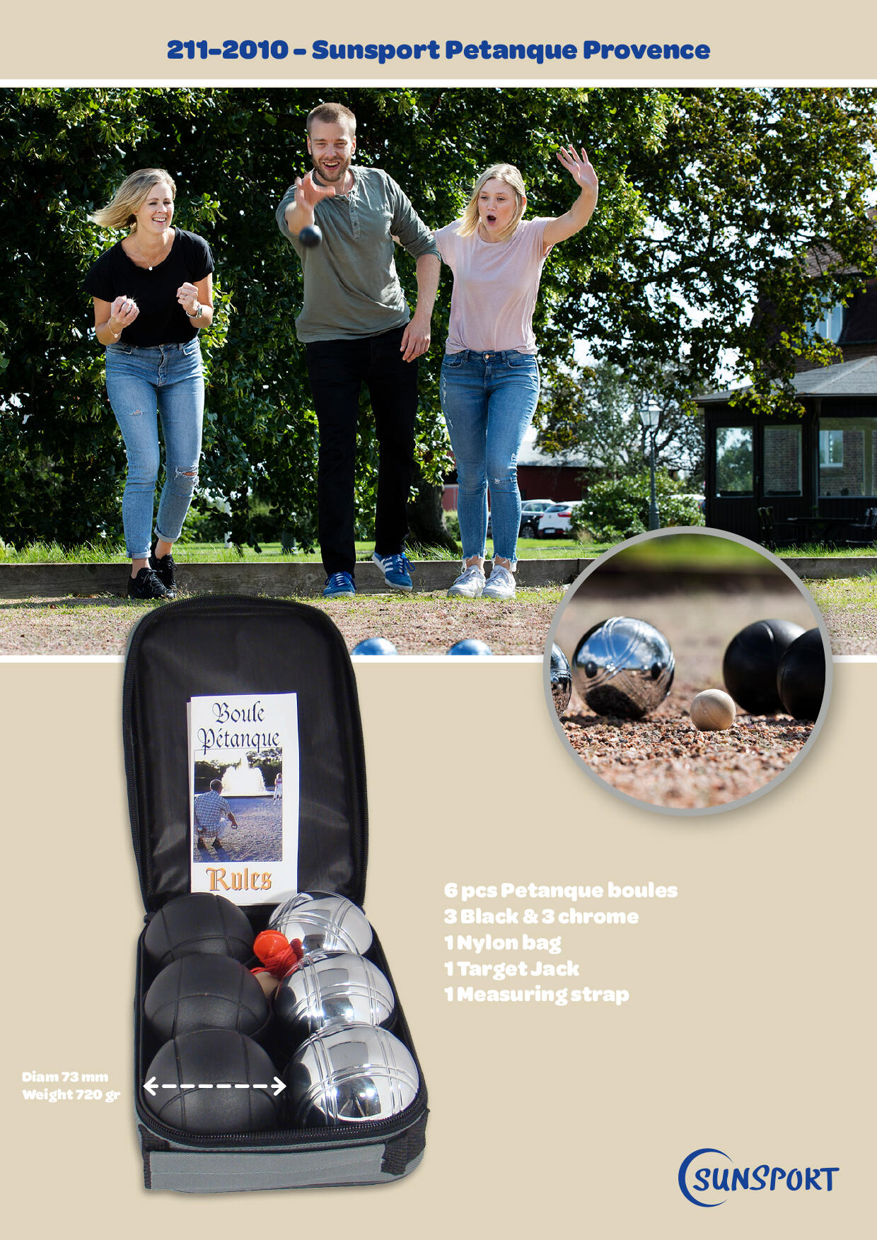 Boule/Petanka Sunsport Provence, 6 bouli dwukolorowych 3/6
