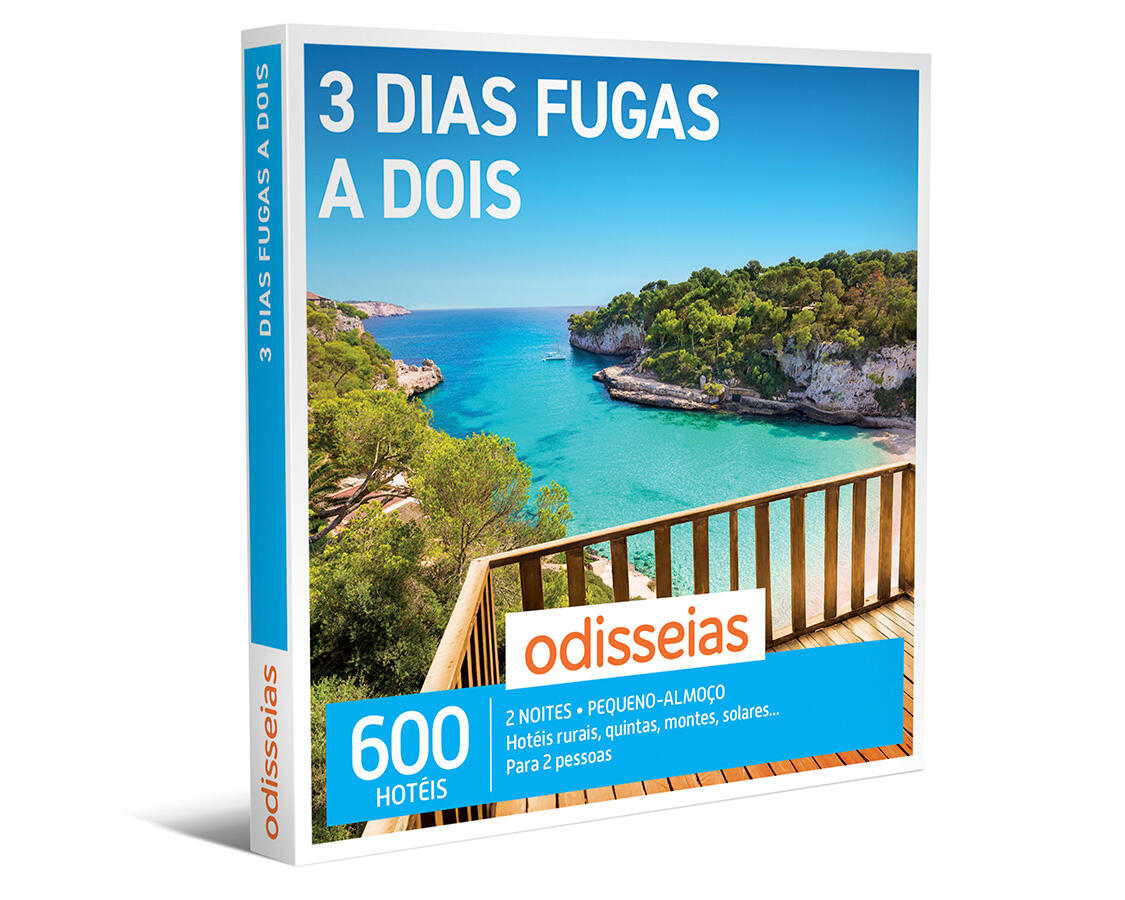 Pack presente - 3 dias fugas a dois - experiência de 2 noites para 2 pessoas