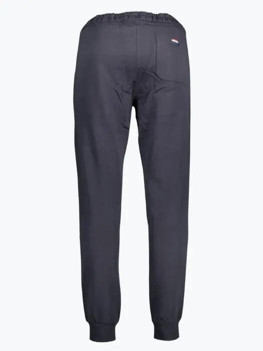 Pantaloni sport barbati cu talie elasitica din bumbac cu logo brodat, Bleumarin 3/4