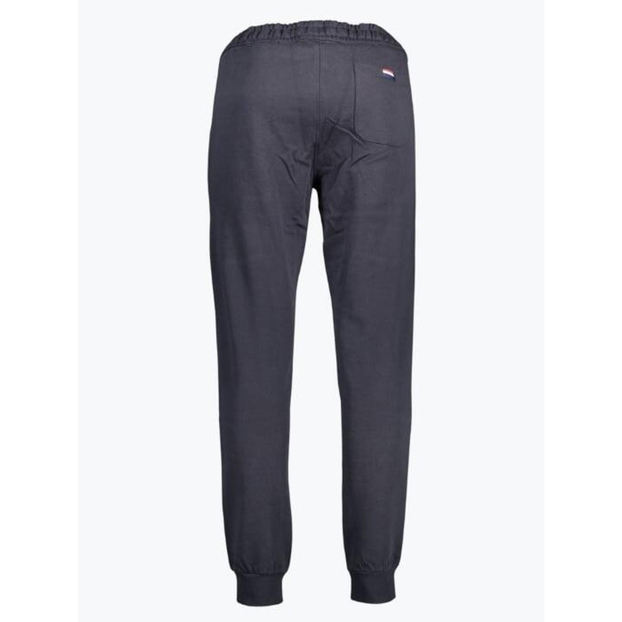 Pantaloni sport barbati cu talie elasitica din bumbac cu logo brodat, Bleumarin