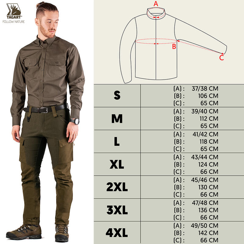 Cămașa de teren pentru bărbați Tagart Enduro cu mâneci lungi, de culoare khaki