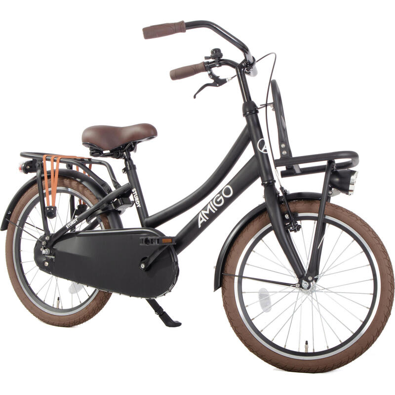 AMIGO Transportfiets Kinderen Sturdy 20 Inch 32 cm Meisjes Terugtraprem Matzwart