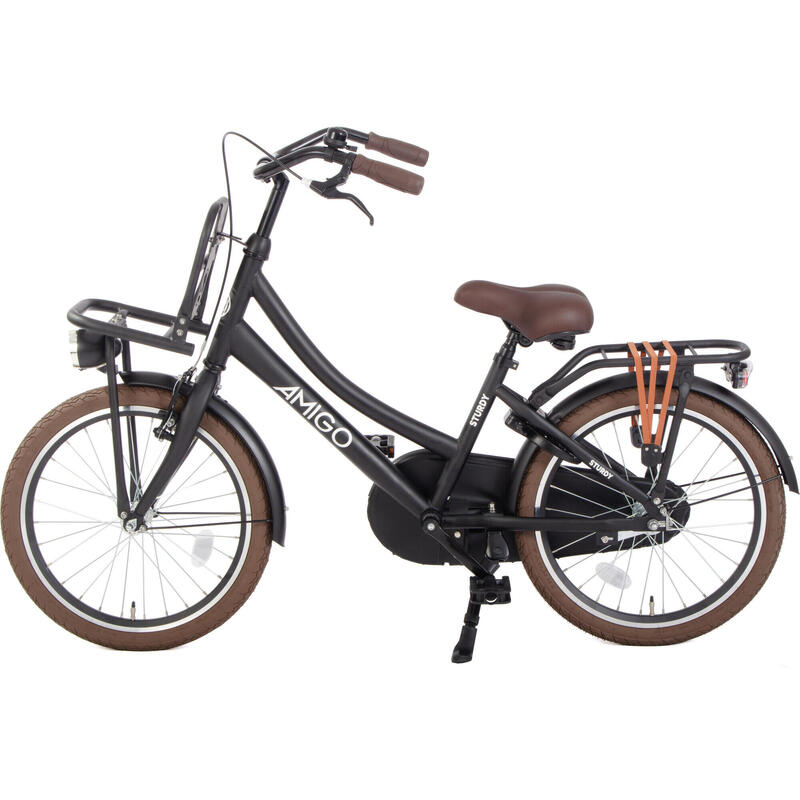 AMIGO Transportfiets Kinderen Sturdy 20 Inch 32 cm Meisjes Terugtraprem Matzwart