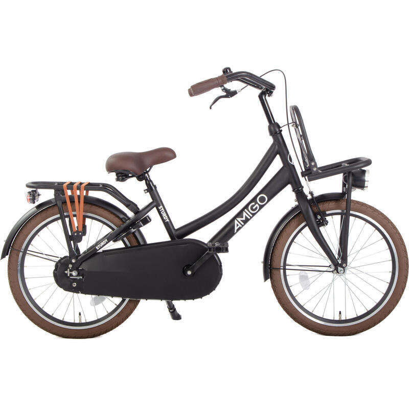 AMIGO Transportfiets Kinderen Sturdy 20 Inch 32 cm Meisjes Terugtraprem Matzwart