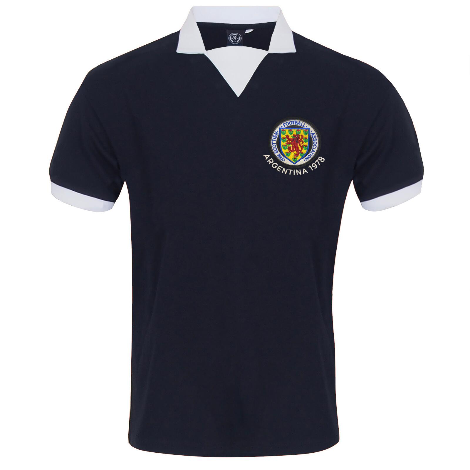 SCOTTISH FA Scotland Official Gift Mens Retro 1978 World Cup Football Kit Shirt Navy
