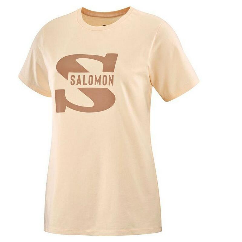 Camiseta de Manga Corta Hombre Salomon Big Logo Nude Beige