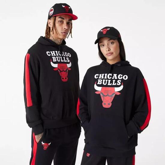 Felpa con Cappuccio Unisex New Era NBA Colour Block Chicago Bulls Nero