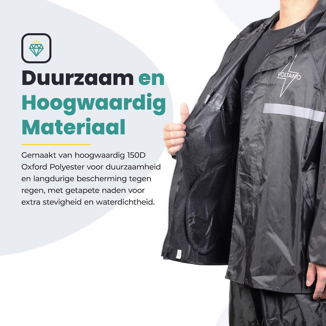 Voltano Regenpak Met Capuchon - Zwart - Inclusief Draagtas 3/7