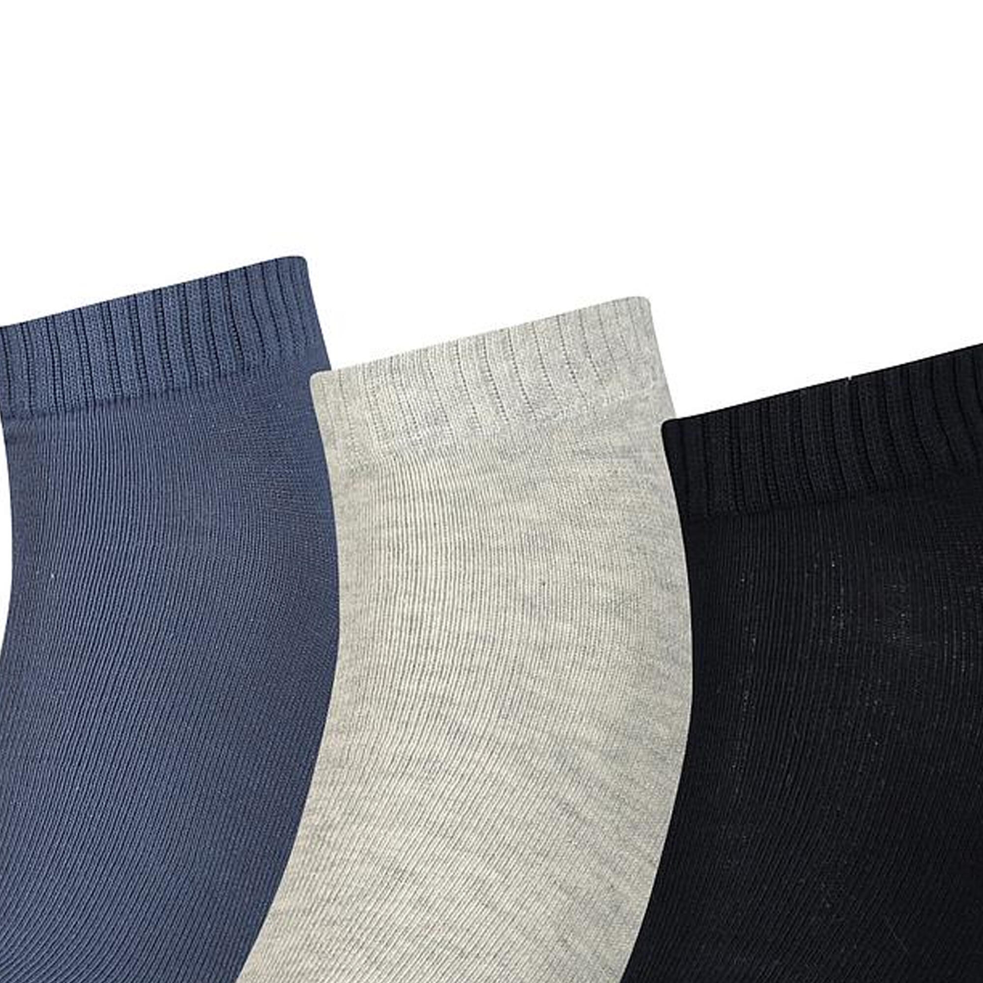 Unisex Adult Quarter Training Ankle Socks (Pack of 3) (Navy/Black/Light Grey) 3/3
