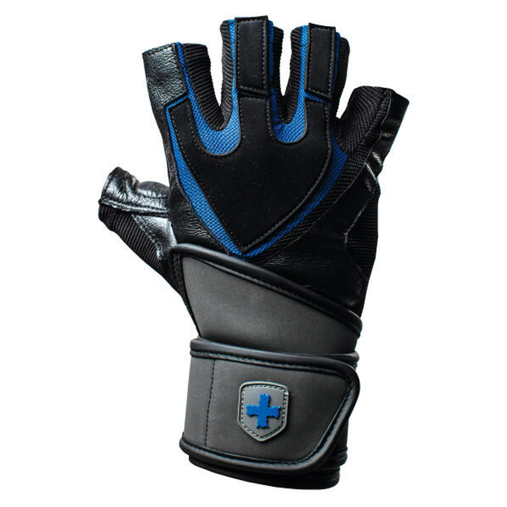Luvas de musculação harbinger pro com apoio de pulso - preto/azul
