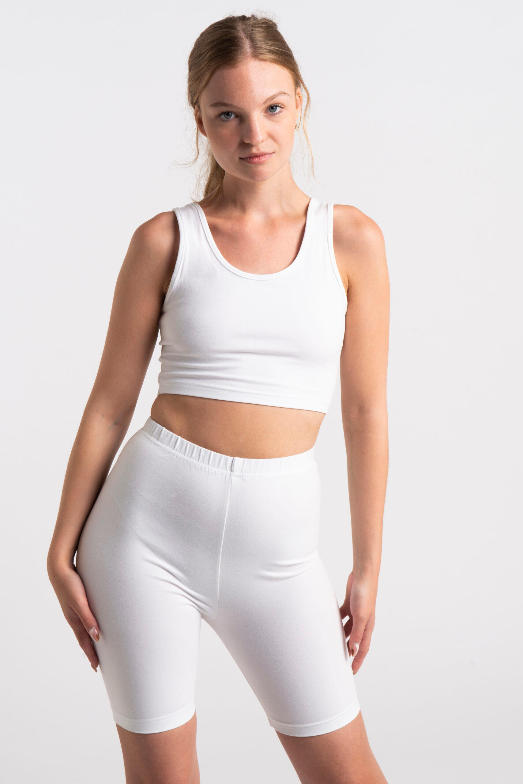 AESTHETIC WOLF 'Body' Crop Tank Top Fitness - Donna - Bianco