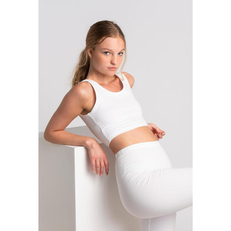 'Body' Crop Tank Top Fitness - Donna - Bianco