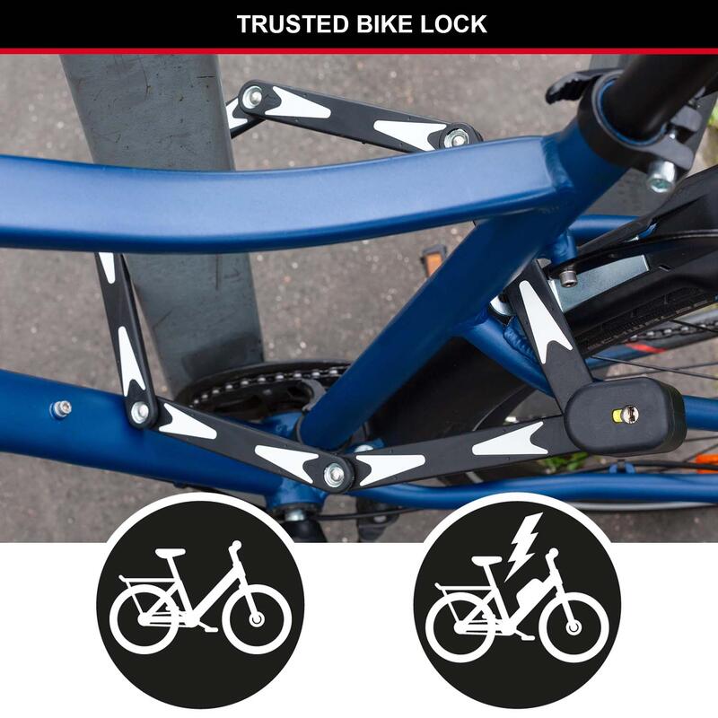 Antivol Vélo Pliabe Certifié en Acier Trempé, 3 clés, Support de transport