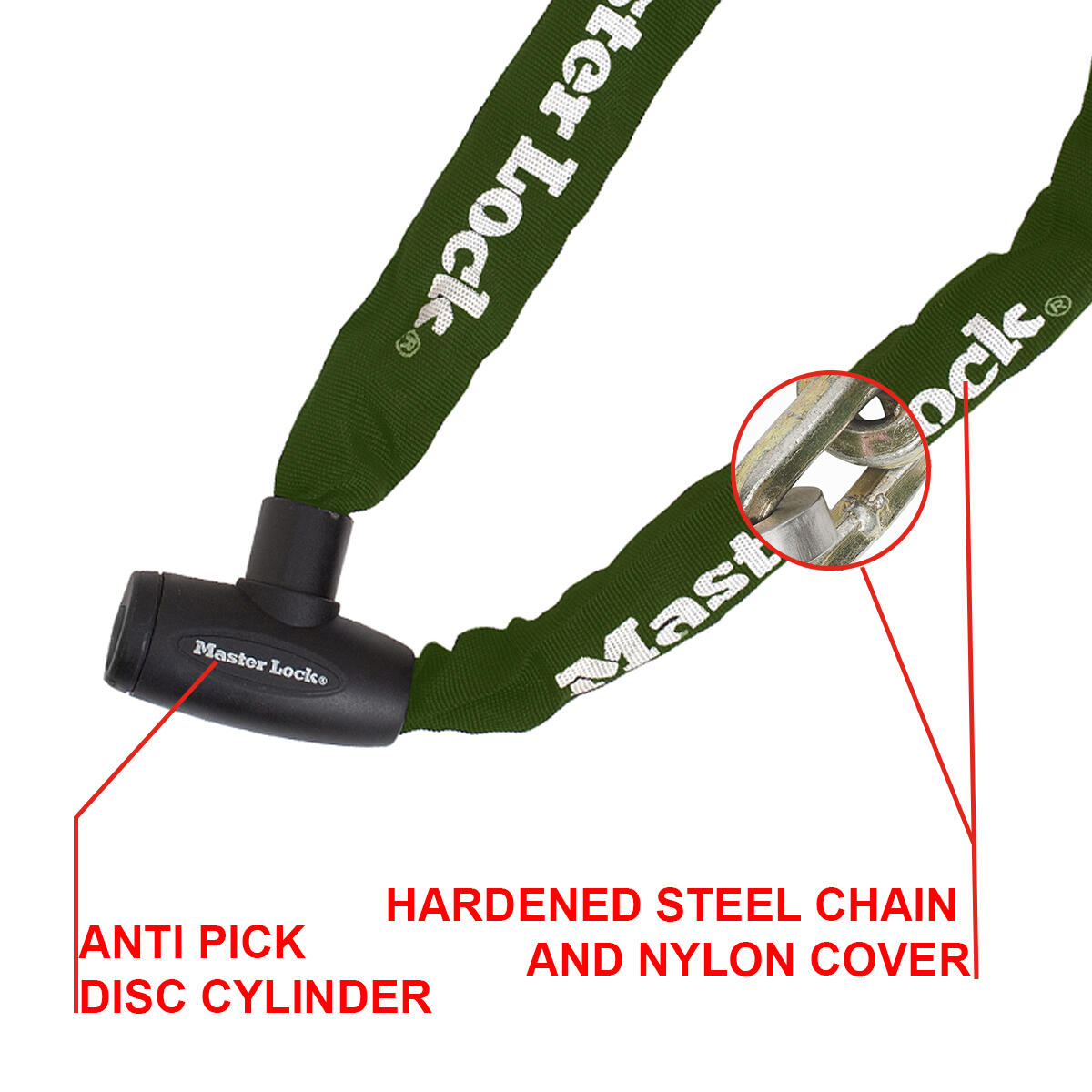 Kabel und Kettenschloss Nylon-Hülle Integrierte Tastensperre Schlösser 3/5