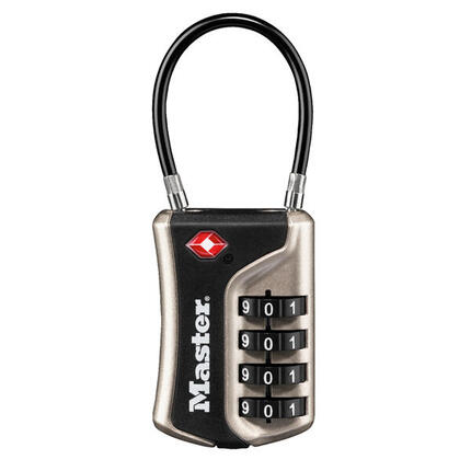 Bagagehangslot met combinatie - TSA-gecertificeerd, nikkel, 9,3 x 3,6 x 1,5 cm