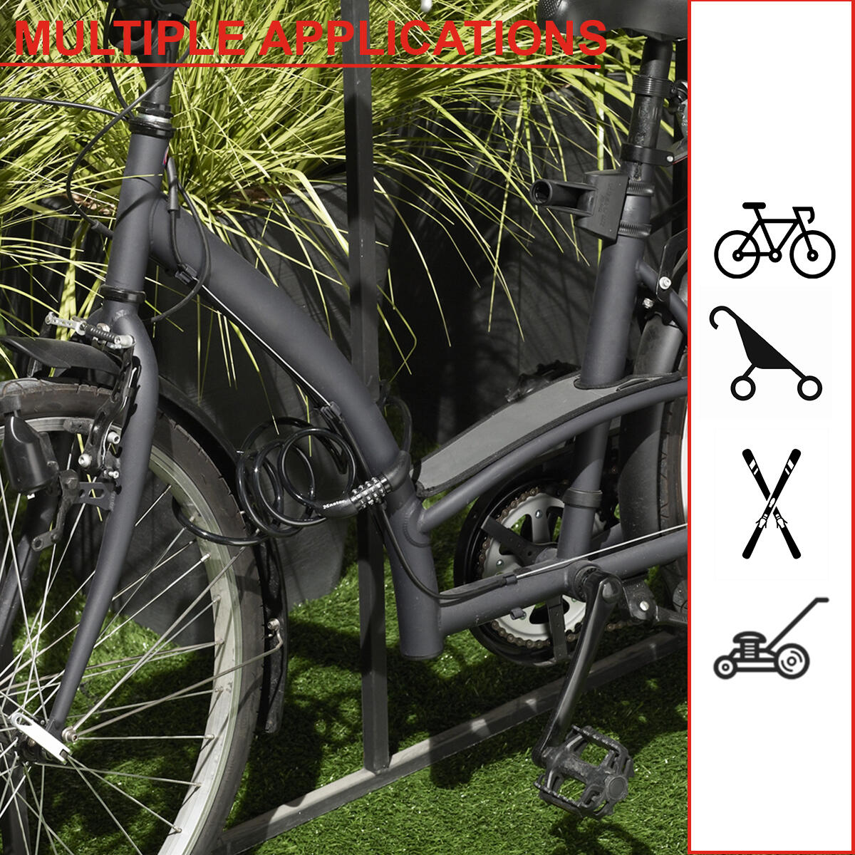 Candado Bicicleta 1,8 m Cable Combinación Exterior 1,8 m x 0,8 cm 6/6