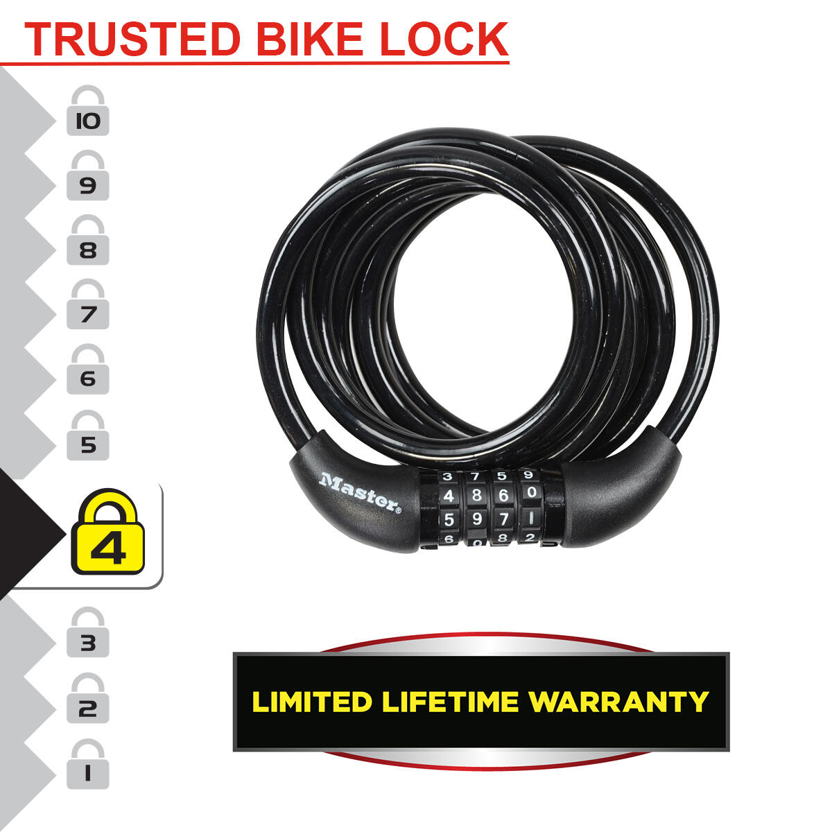 Candado Bicicleta 1,8 m Cable Combinación Exterior 1,8 m x 0,8 cm 2/6