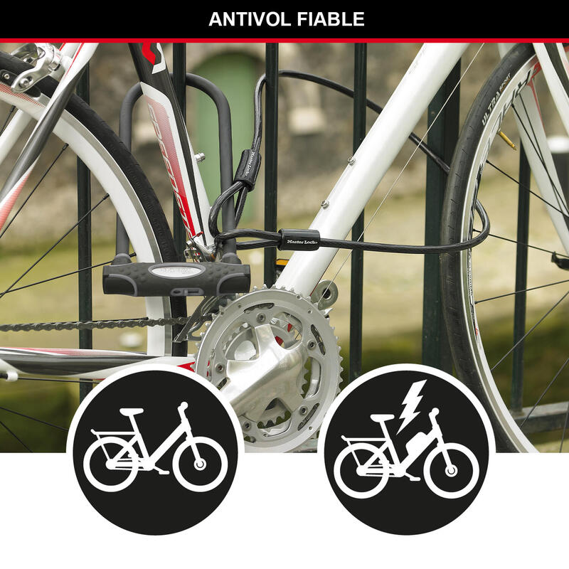 Antivol U avec Câble [A Clé] [Support de Vélo Universel] [Antivol Certifié]