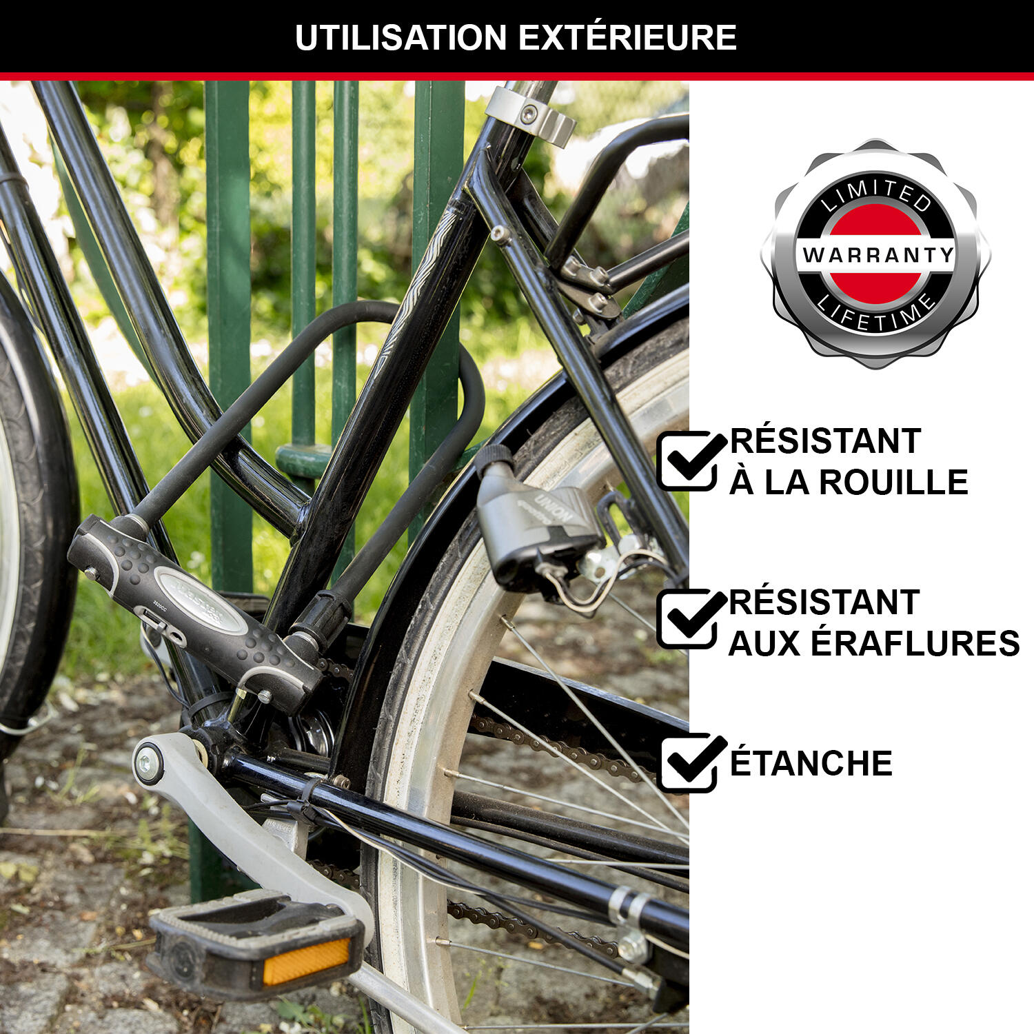 Antivol U avec Câble [A Clé] [Support de Vélo Universel] [Antivol Certifié] 3/6