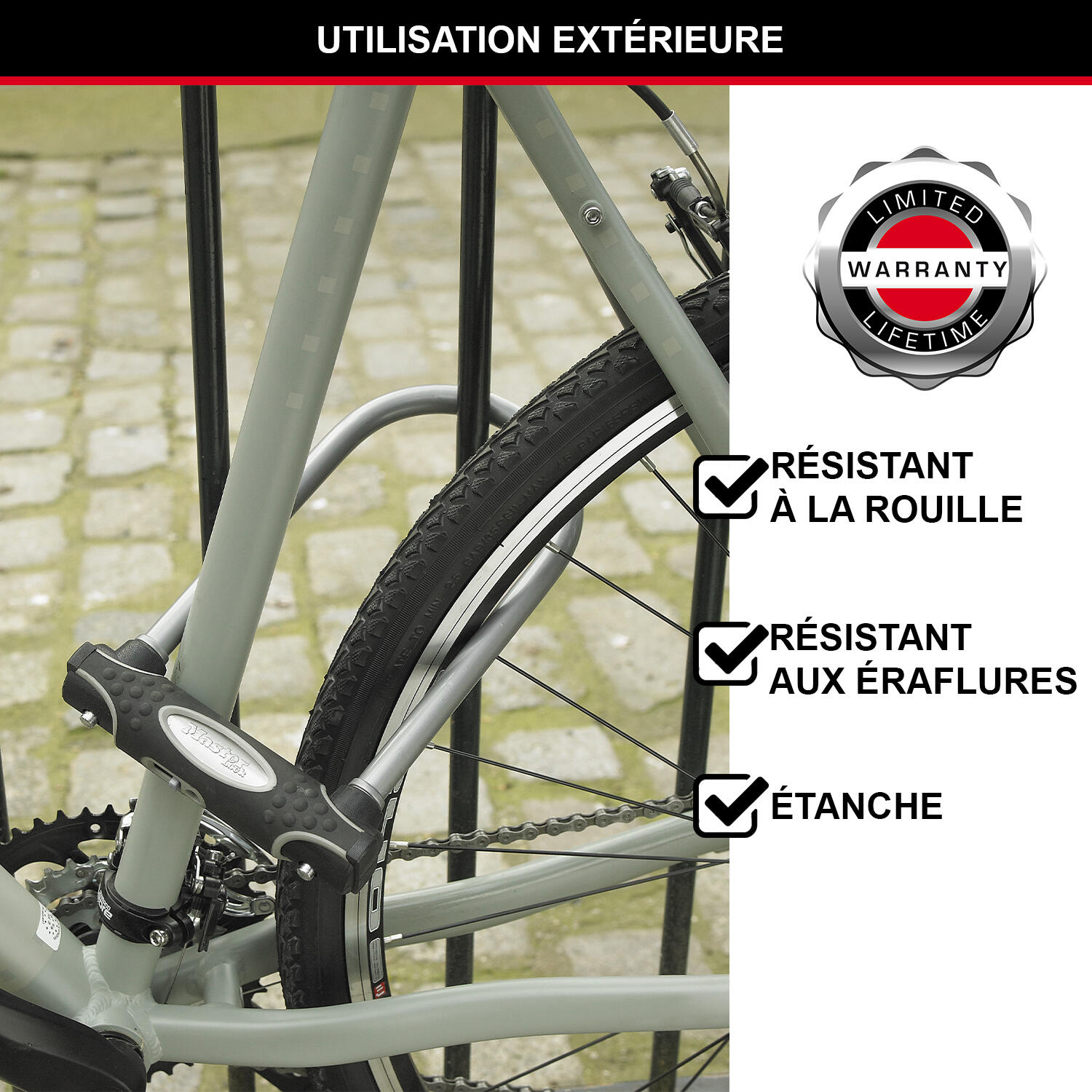 Antivol Vélo U [A Clé] [Support de Vélo Universel] [Antivol Certifié] 4/6