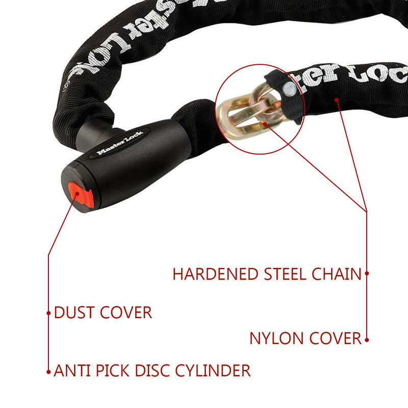 Lacăt lanț oțel husă nylon Negru