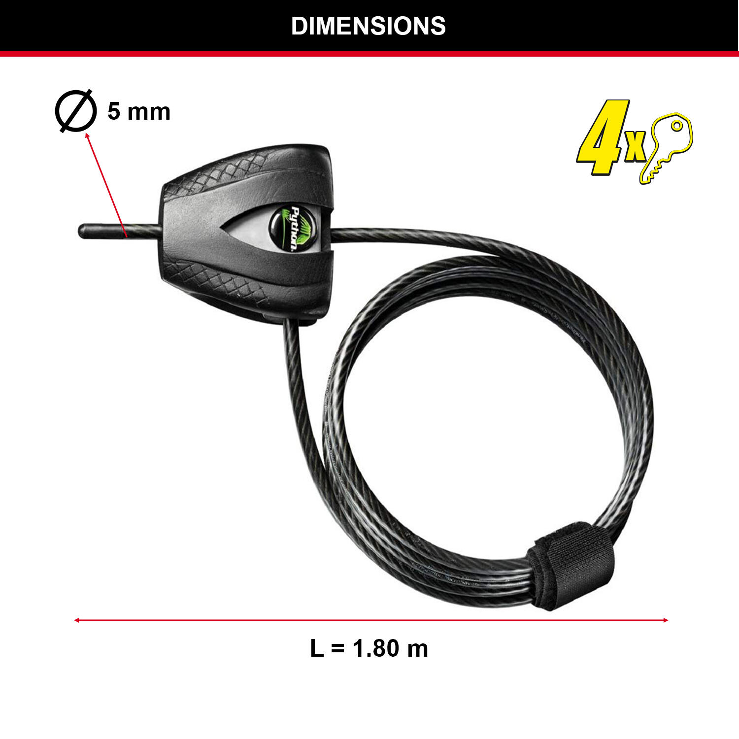 Cable Antirrobo Ajustablede 30 cm a 1,8 m Llave 5/5