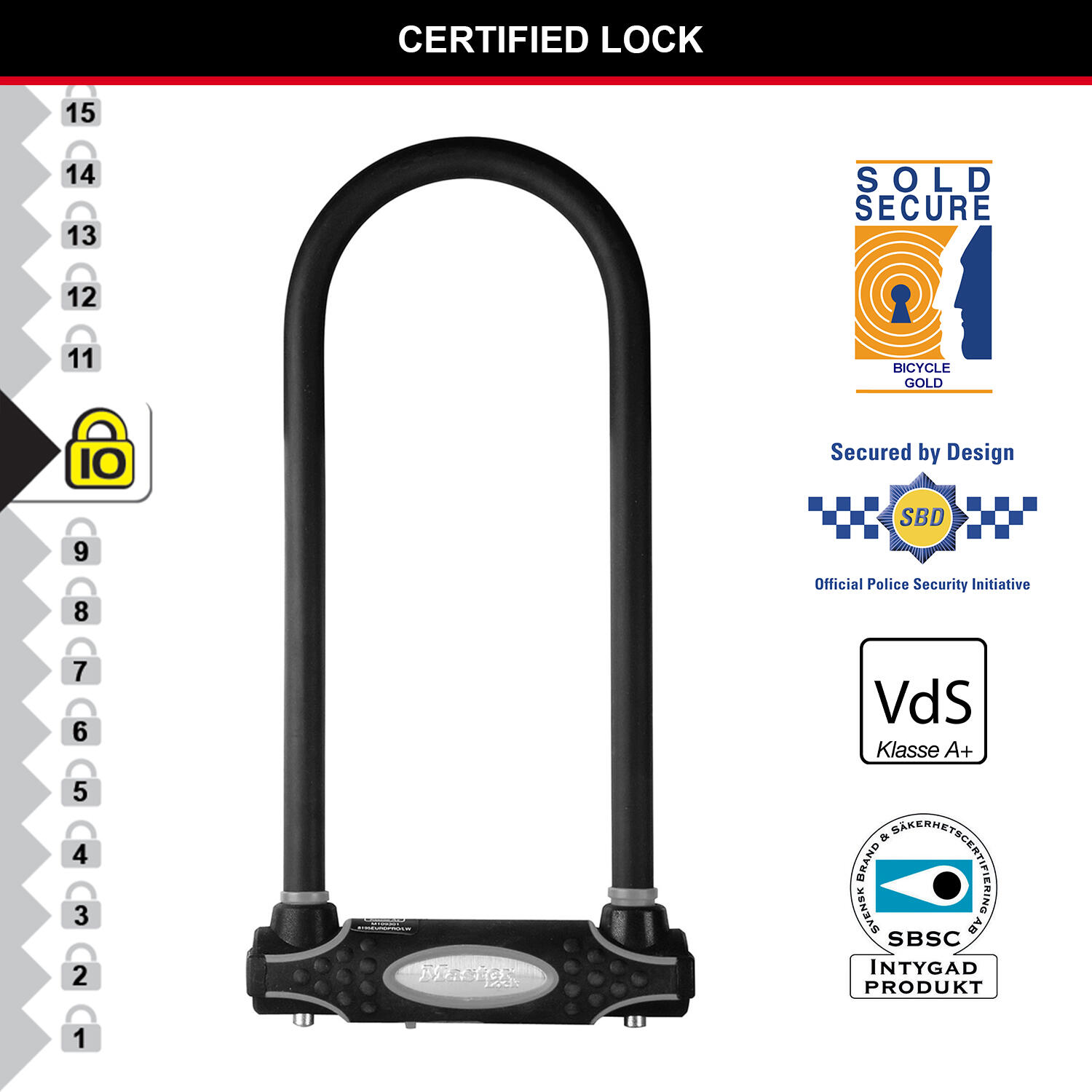 Antivol Vélo U [A Clé] [Support de Vélo Universel] [Antivol Certifié] [XL] 3/6