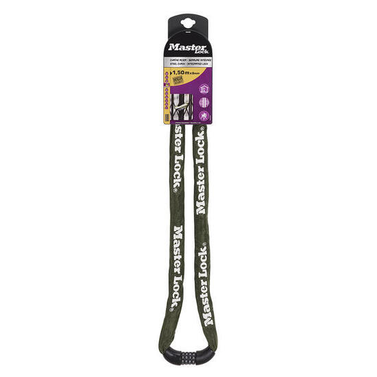 Fahrradkettenschloss mit Zahlenschloss, 150-cm-Kette, grün 8028EURD