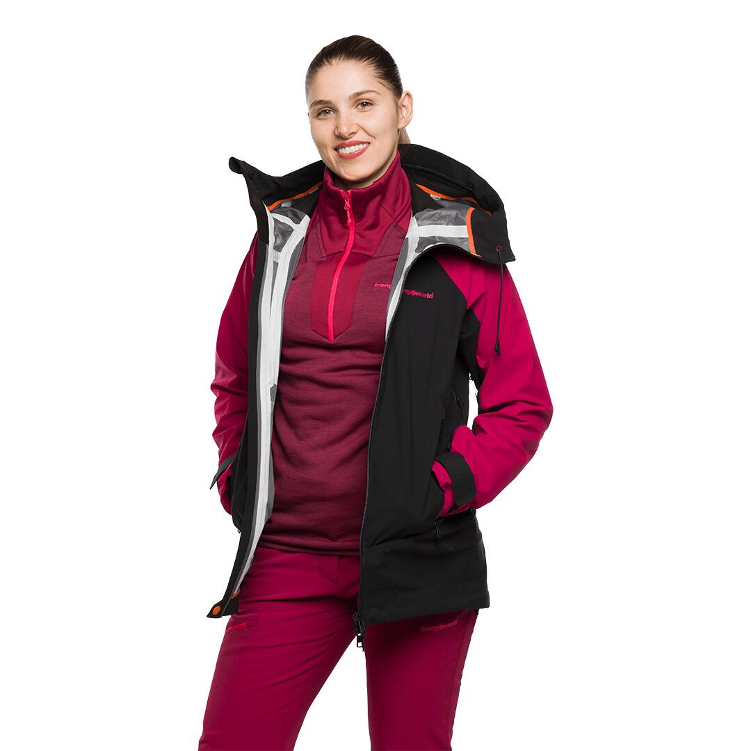 Chaqueta para Mujer Trangoworld Ruby Negro/Rojo Impermeable 5/7