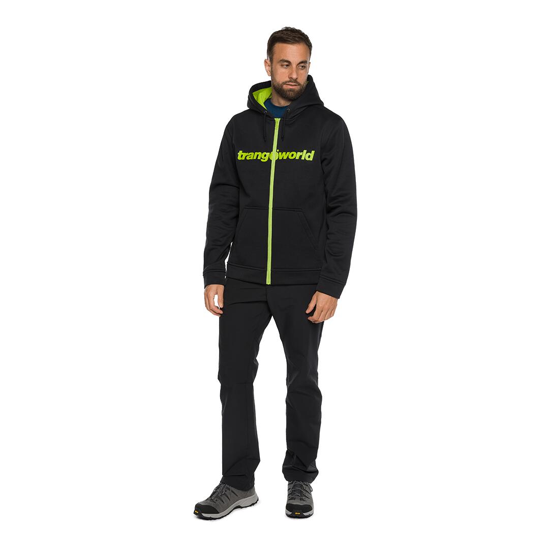 Sudadera con cremallera para Hombre Trangoworld Ripon Negro/Verde 4/6