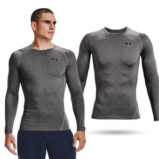 Maglia a compressione a manica lunga grigia Under Armour Heatgear Armour Uomo