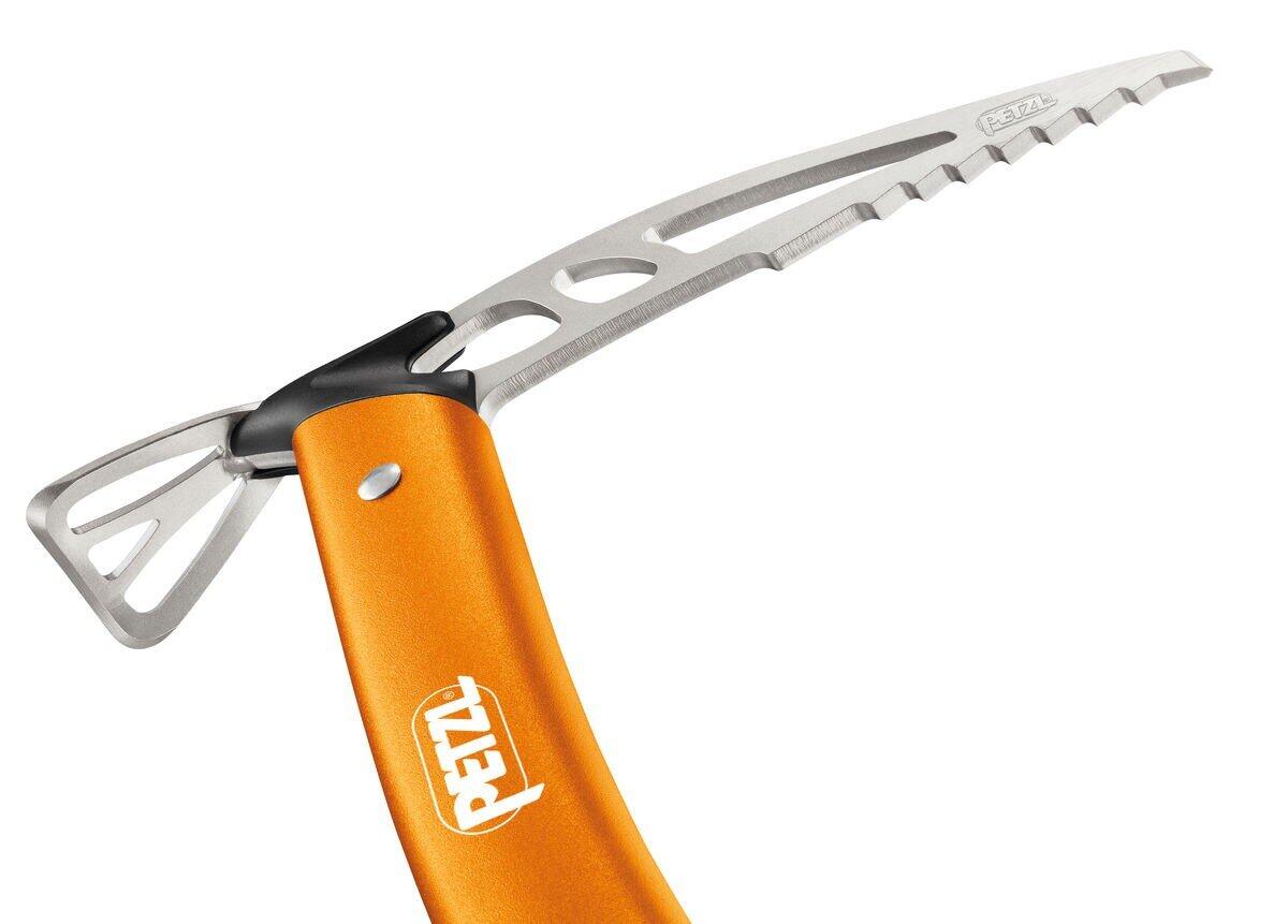 Piolet Petzl RIDE 45 cm ultraléger 240 g lame acier 3 mm manche alu galbé orange 4/4