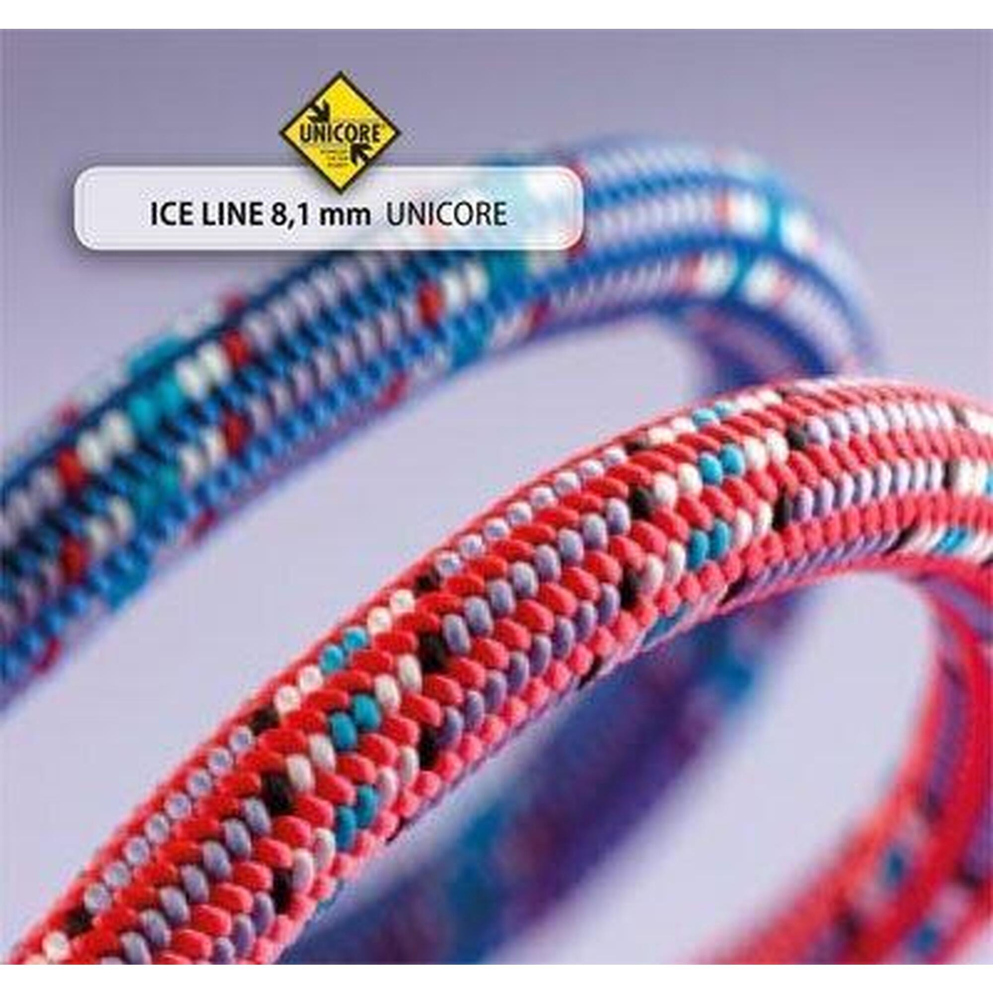 Corde escalade Beal Ice Line 8,1 mm UNICORE Golden Dry 60 m anis