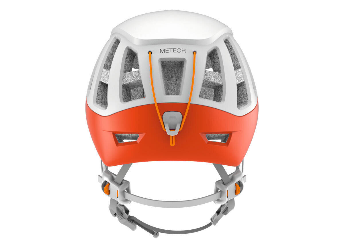 Casque escalade Petzl Meteor orange léger In-Mold EPS polycarbonate ventilé 5/6