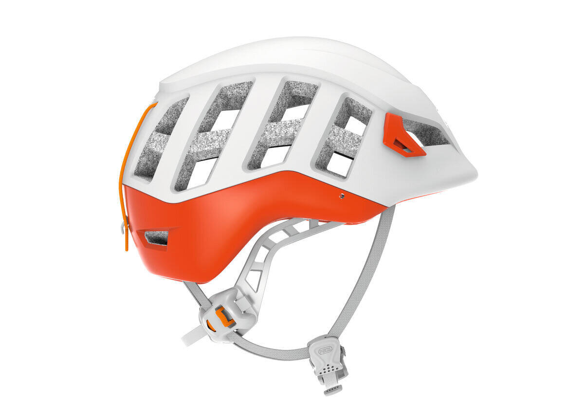 Casque escalade Petzl Meteor orange léger In-Mold EPS polycarbonate ventilé 3/6