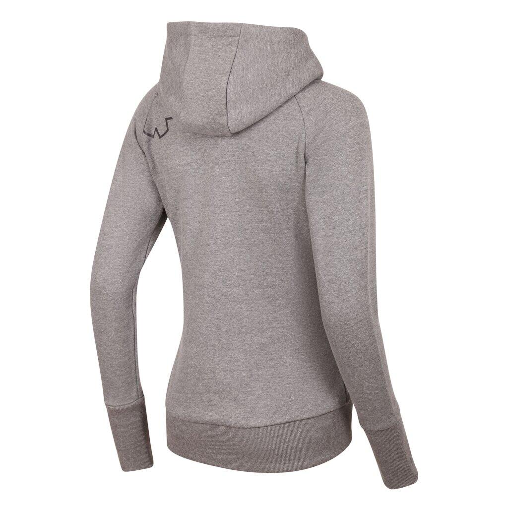 Hoodie Ocún femme bleu opal zip YKK double sens capuche ergonomique pouces 3/7